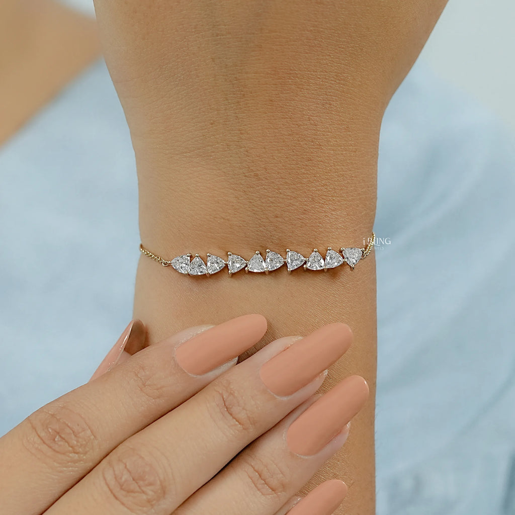 Trillion Cut Lab Grown Diamond Chain Bracelet