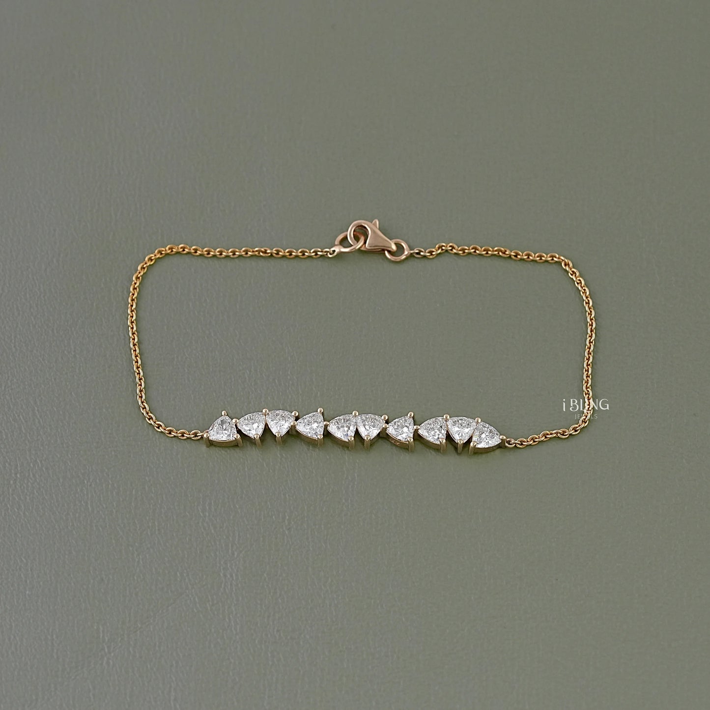 Trillion Cut Lab Grown Diamond Chain Bracelet