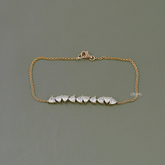 Trillion Cut Lab Grown Diamond Chain Bracelet Chain Bracelet