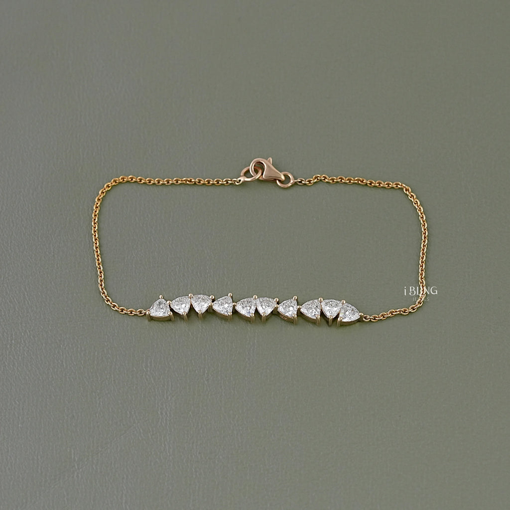 Trillion Cut Lab Grown Diamond Chain Bracelet
