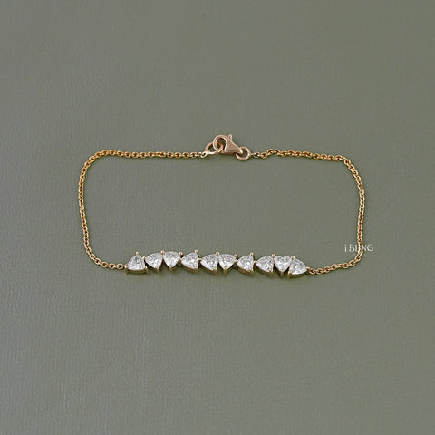 Trillion Cut Lab Grown Diamond Chain Bracelet