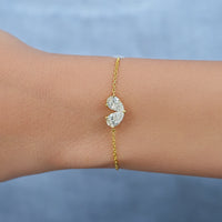 Pear Cut Diamond Toi Et Moi Chain Bracelet