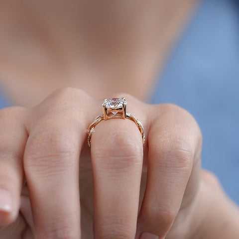 Round Lab Diamond Twist Band Engagement Ring