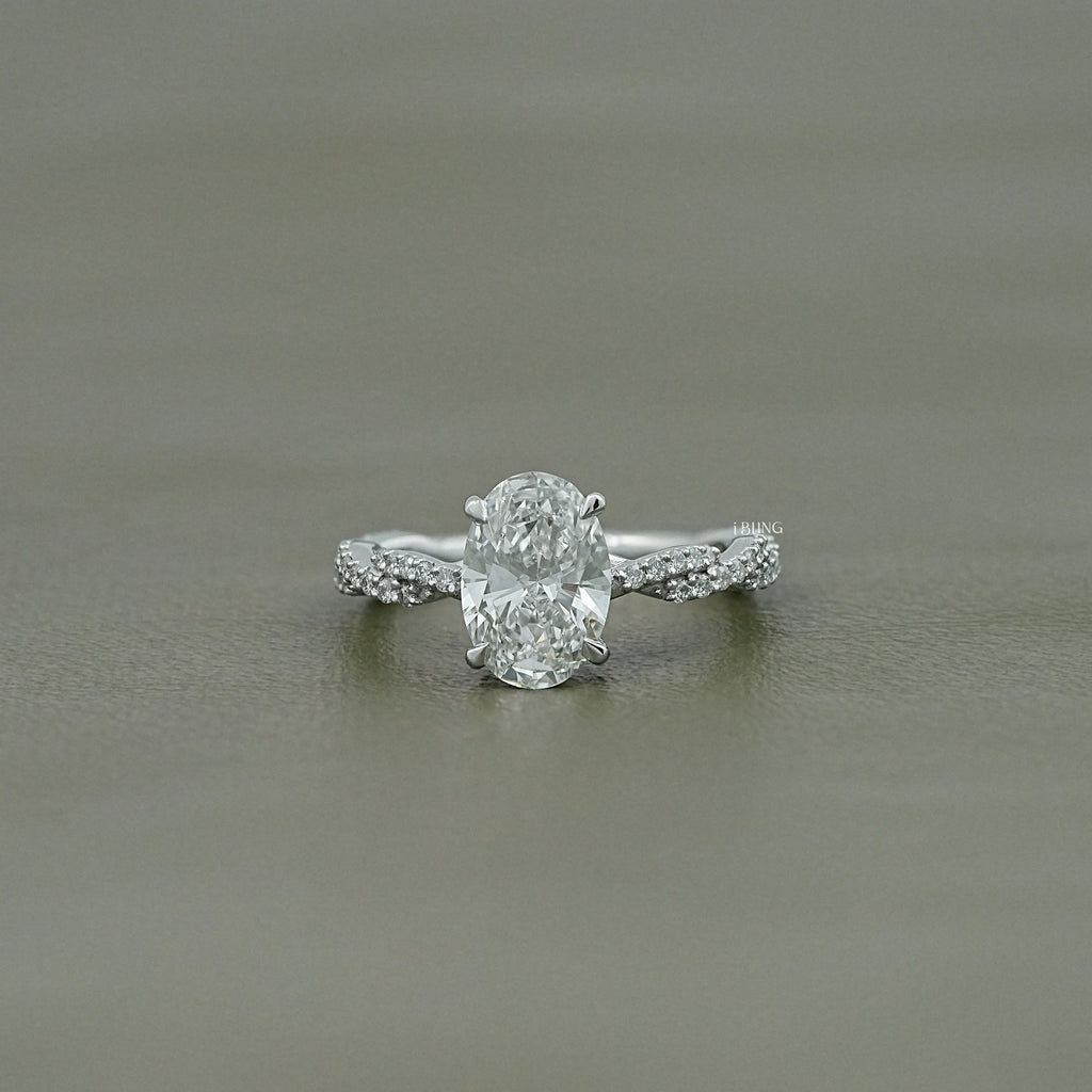Twisted Accent Oval Cut Engagement Ring