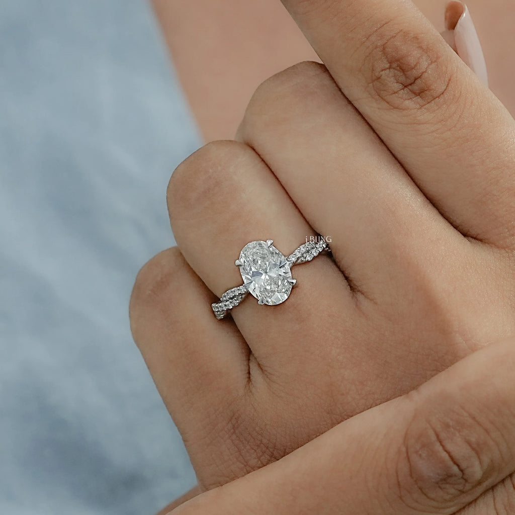 Twisted Accent Oval Cut Engagement Ring