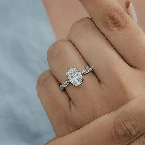 Twisted Accent Oval Cut Engagement Ring