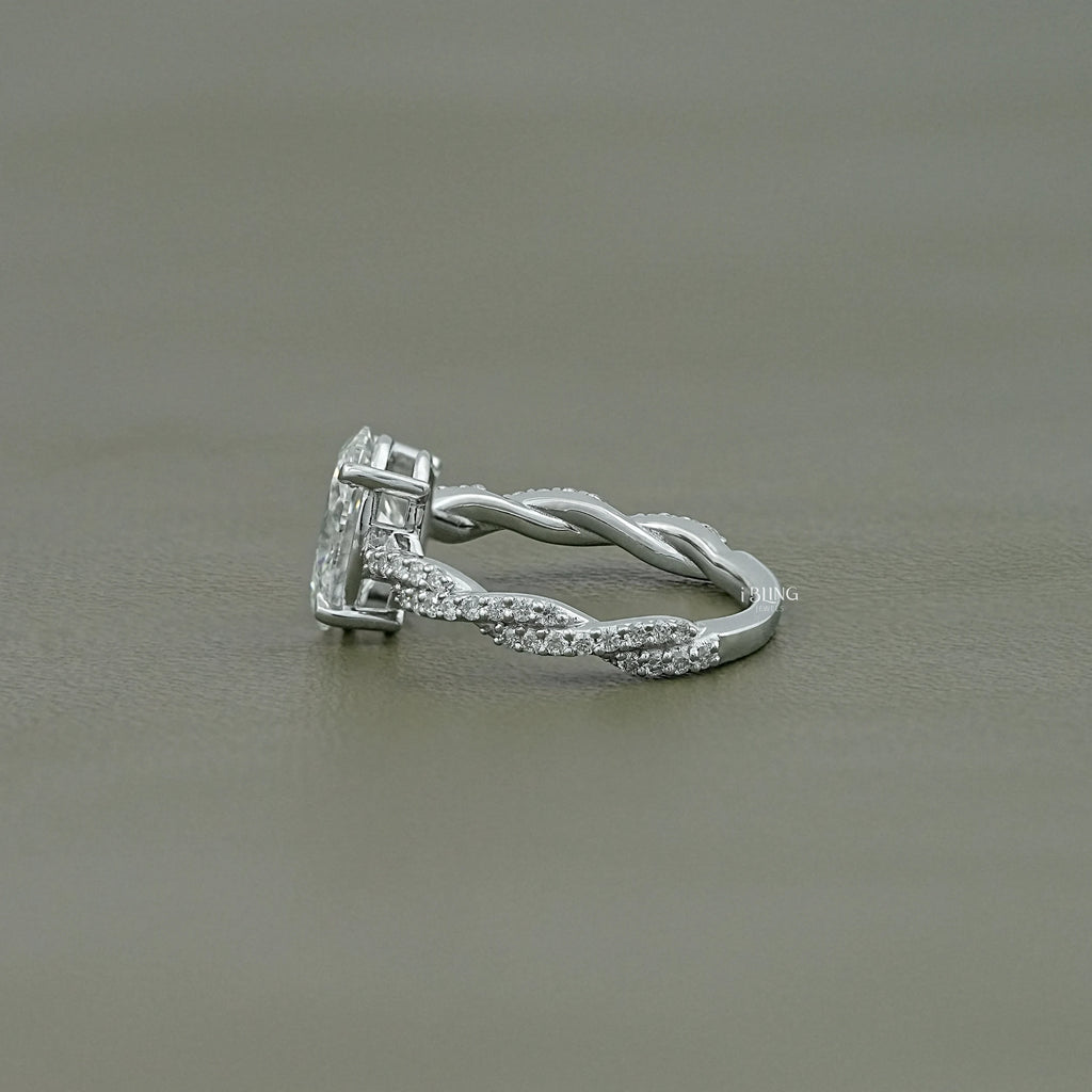 Twisted Accent Oval Cut Engagement Ring