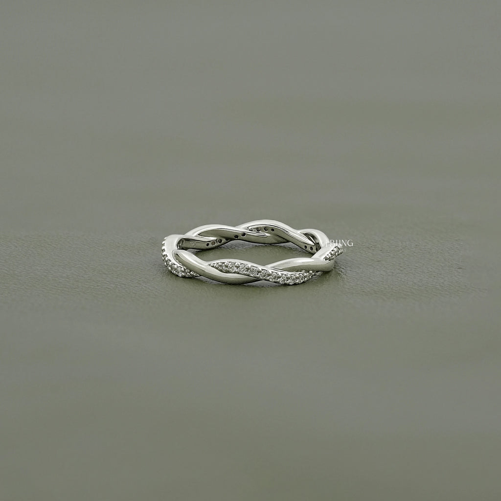 Round Cut Lab Diamond Twisted Wedding Band