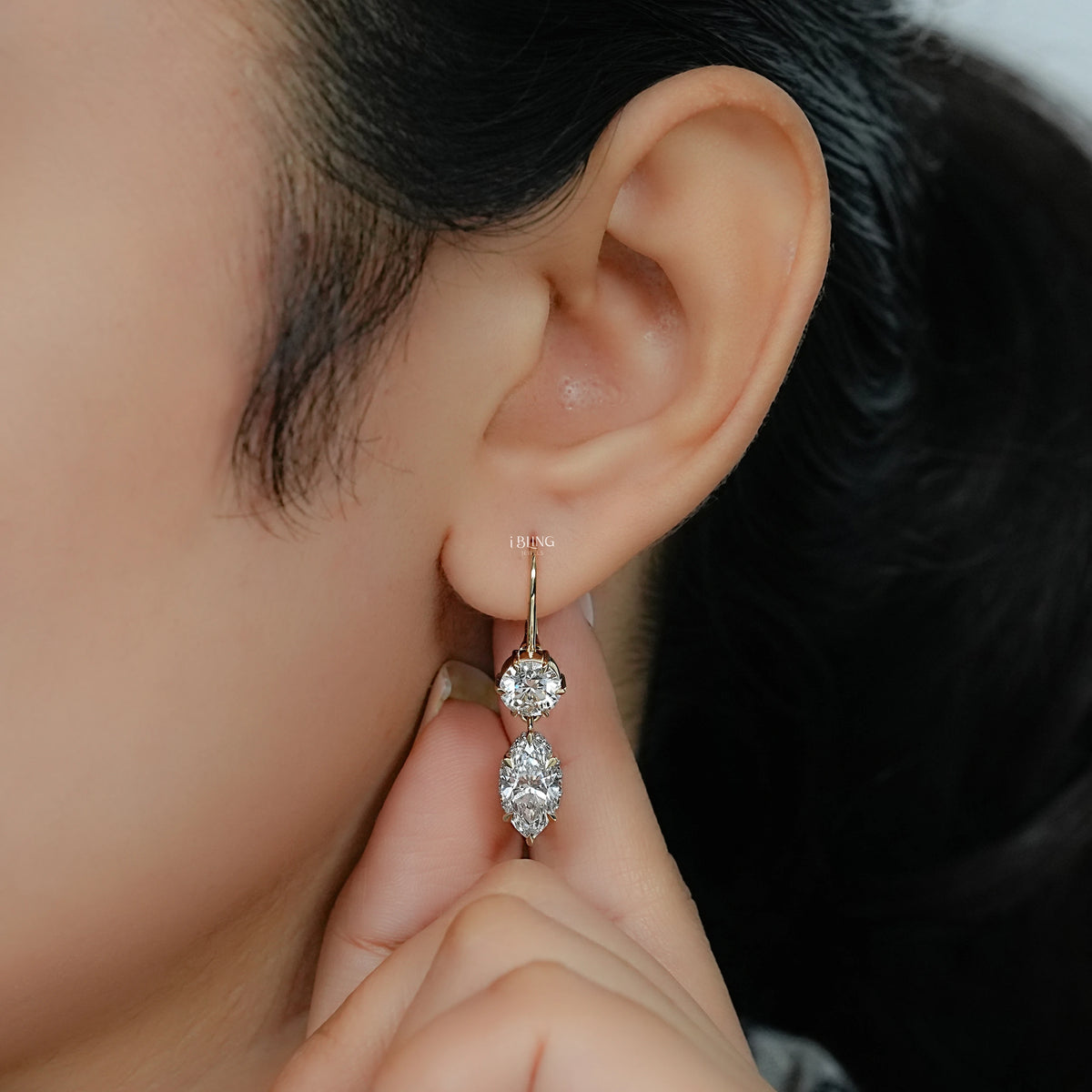 Round & Marquise Lab Diamond Dangle Drop Earrings Dangle & Drops
