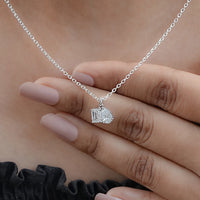 Two Stone Emerald & Pear Lab Diamond Necklace