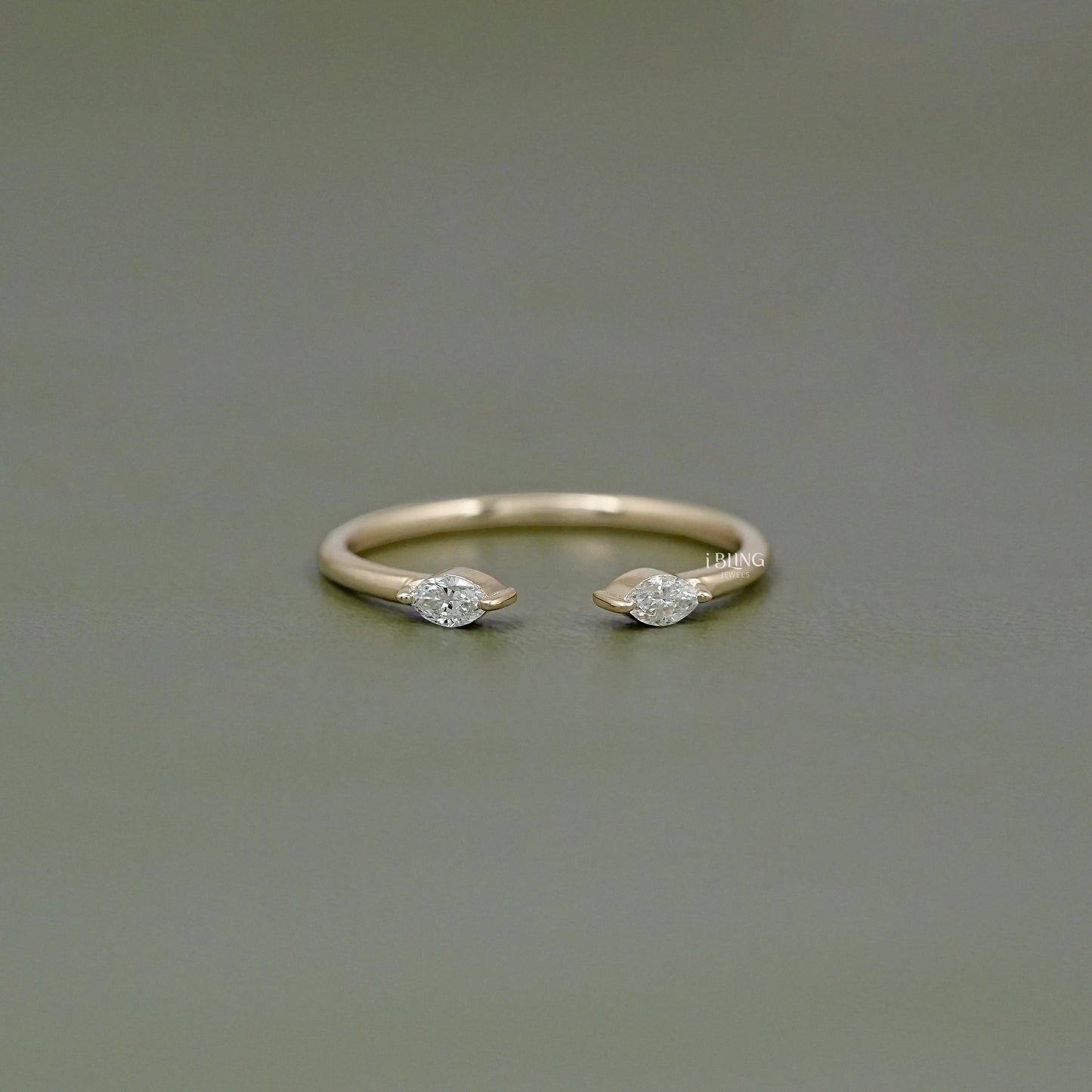 Two Stone Marquise Diamond Open Cuff Ring