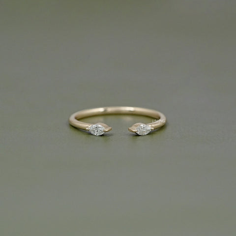 Two Stone Marquise Diamond Open Cuff Ring