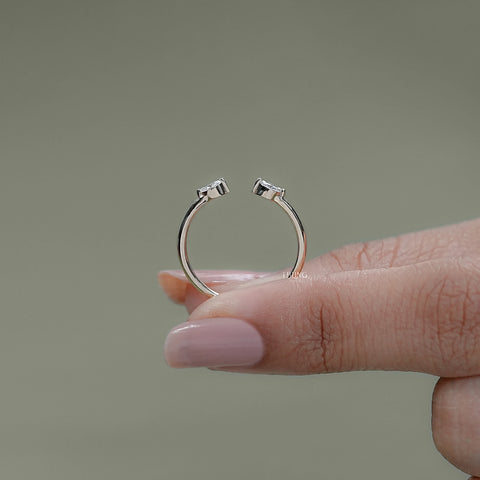 Two Stone Marquise Diamond Open Cuff Ring
