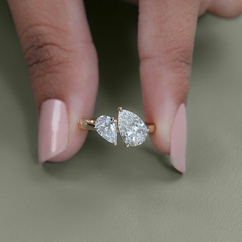 Pear Cut Lab Grown Diamond Toi Moi Engagement Ring