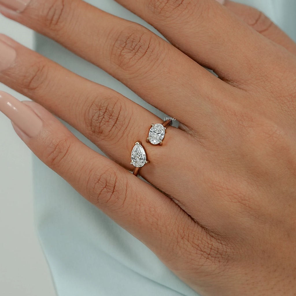 Two Stone Lab Diamond Toi Moi Engagement Ring