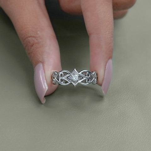 Round Cut Lab Grown Diamond Vintage Engagement Ring