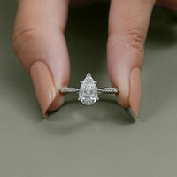 Pear Cut Lab Grown Diamond Ring with Vintage Hand-Engraved Band