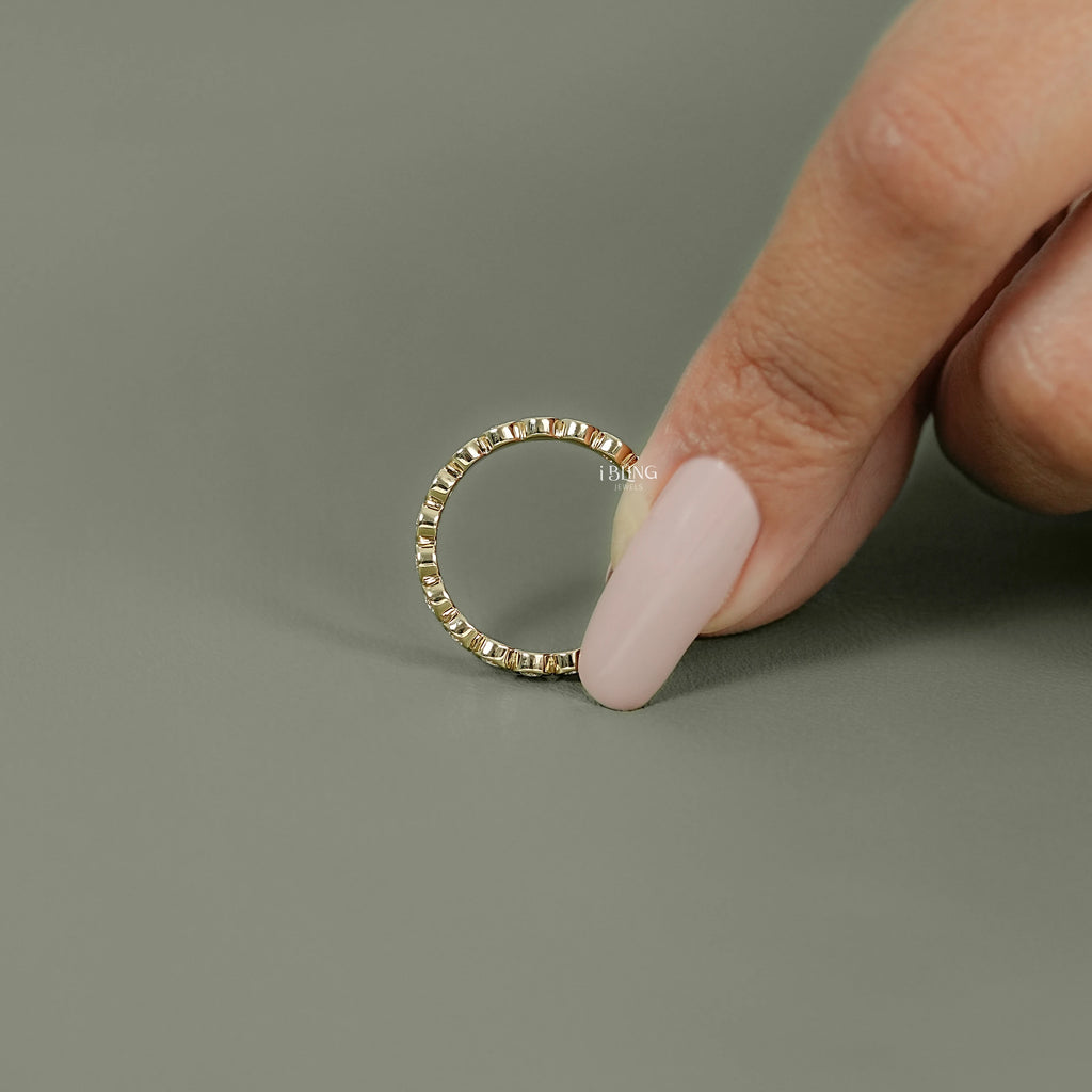 Round Bezel Set Lab Grown Diamond Wedding Band
