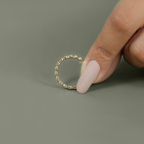 Round Bezel Set Lab Grown Diamond Wedding Band