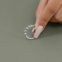 Round Cut Lab Diamond Bezel Set Curved Wedding Band