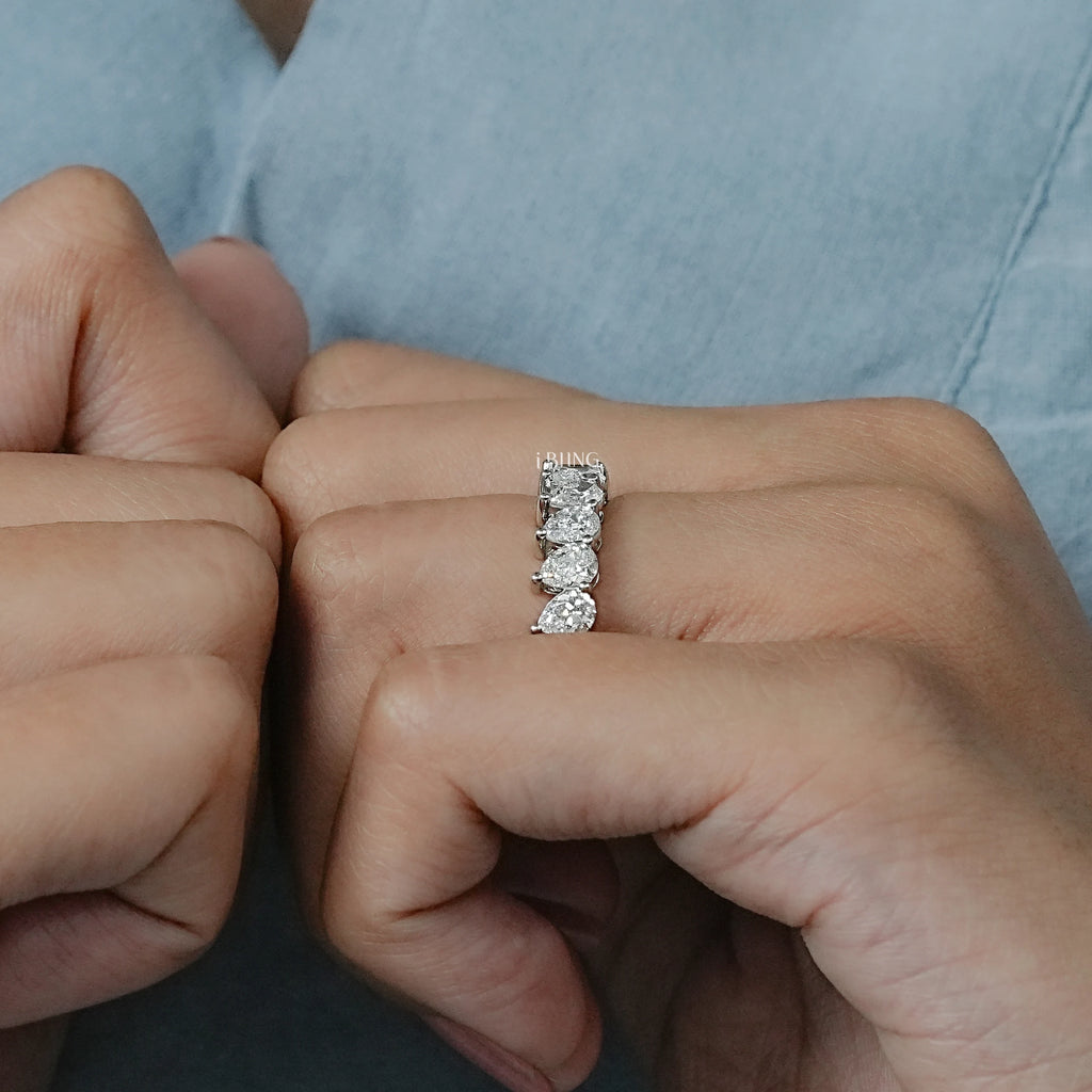 Pear & Emerald Cut Lab Grown Diamond Eternity Wedding Band