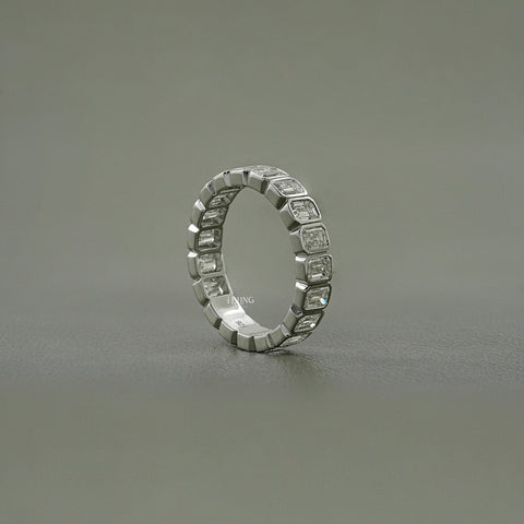 Emerald Cut Lab Diamond Bezel Set Full Eternity Band