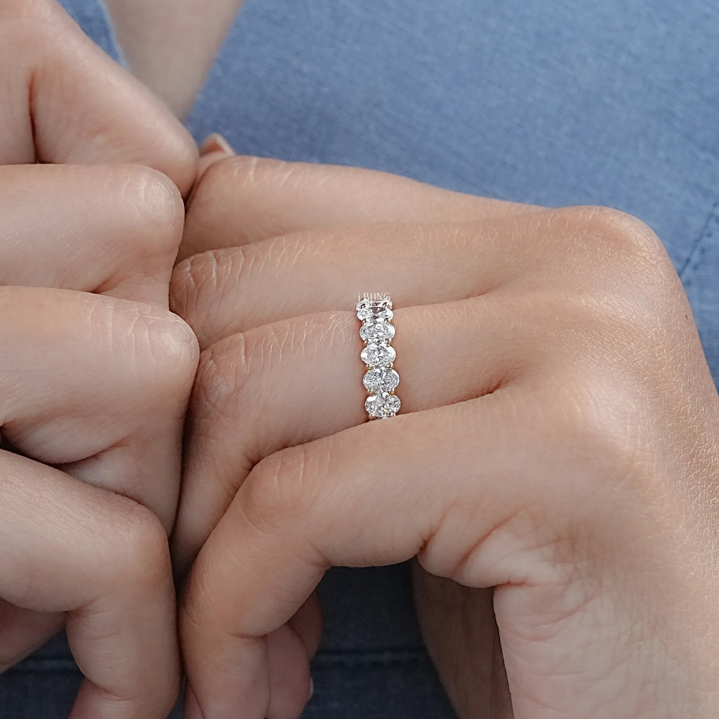 Oval Cut Lab Grown Diamond Eternity Wedding Band