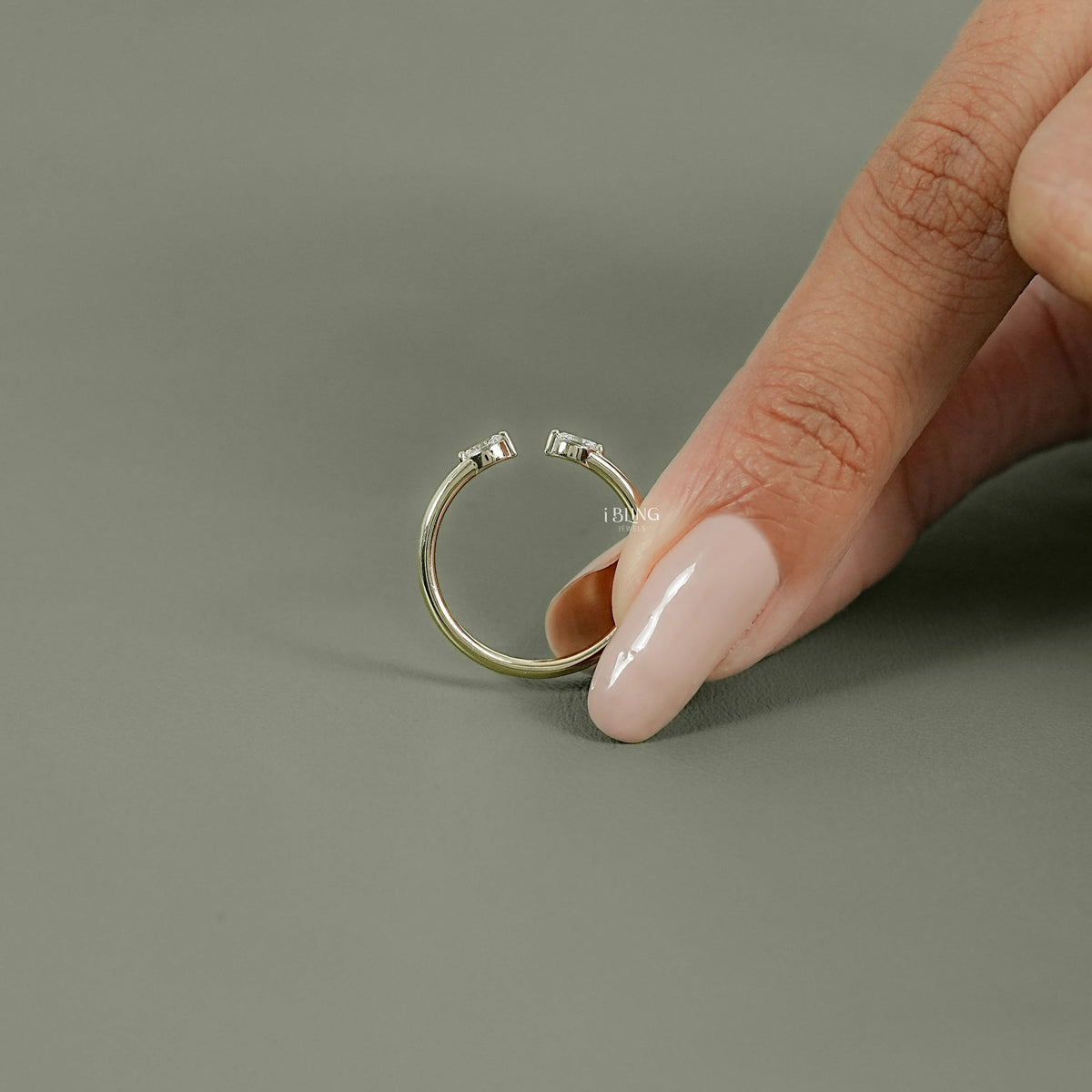 Two Stone Marquise Diamond Open Cuff Ring