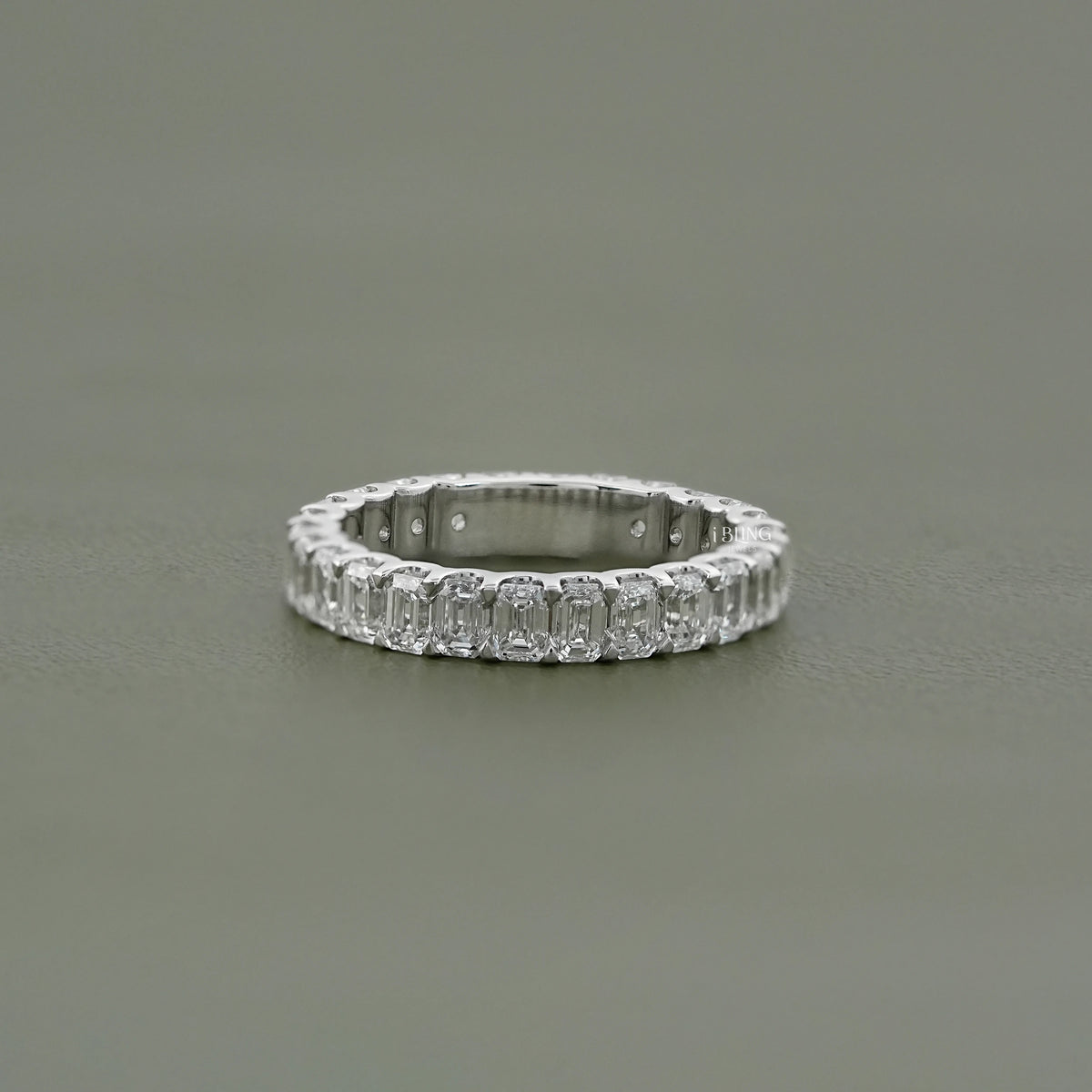 Emerald Cut Lab Diamond Full Eternity Wedding Band