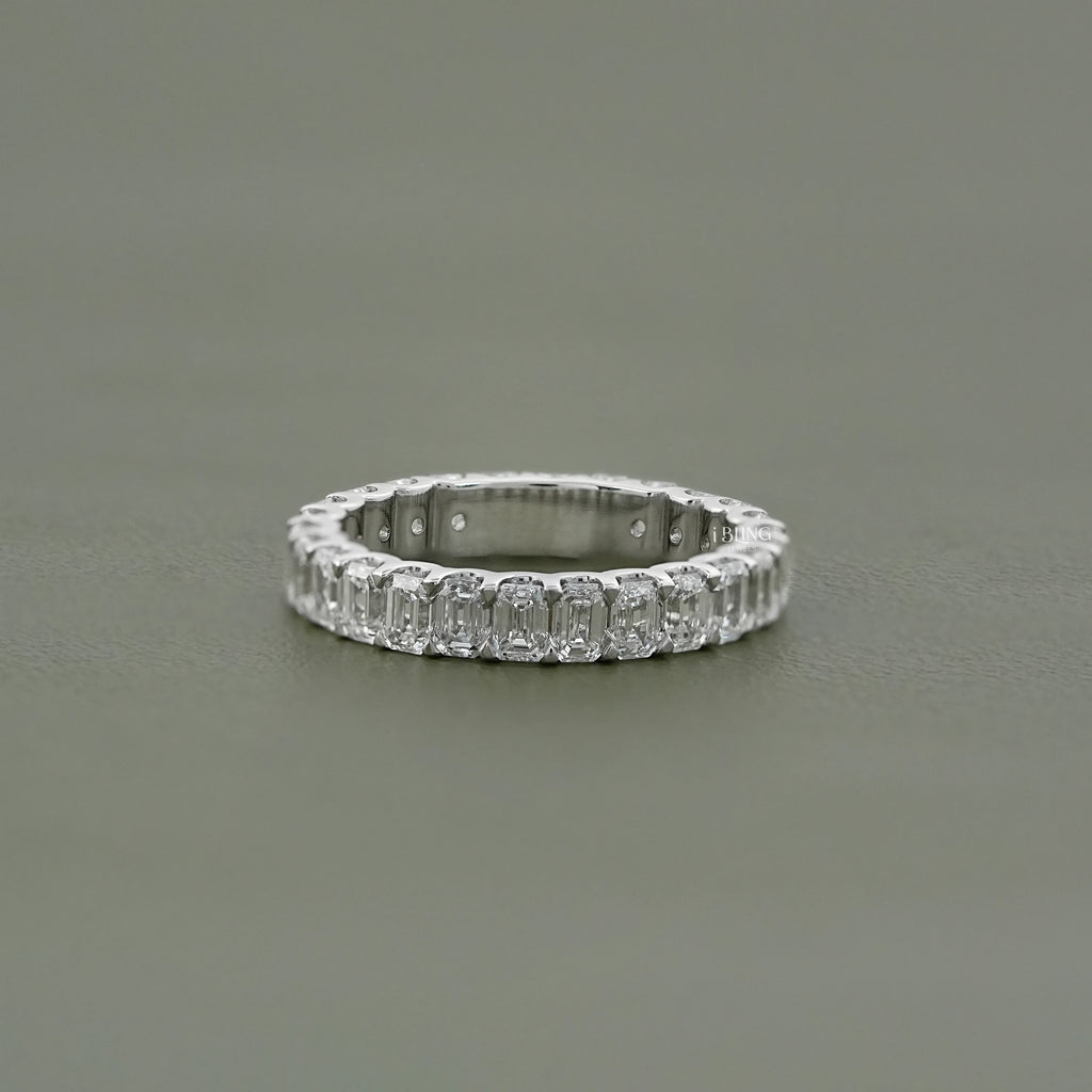 Emerald Cut Lab Diamond Full Eternity Wedding Band