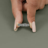 Emerald Cut Lab Diamond Half Eternity Wedding Band