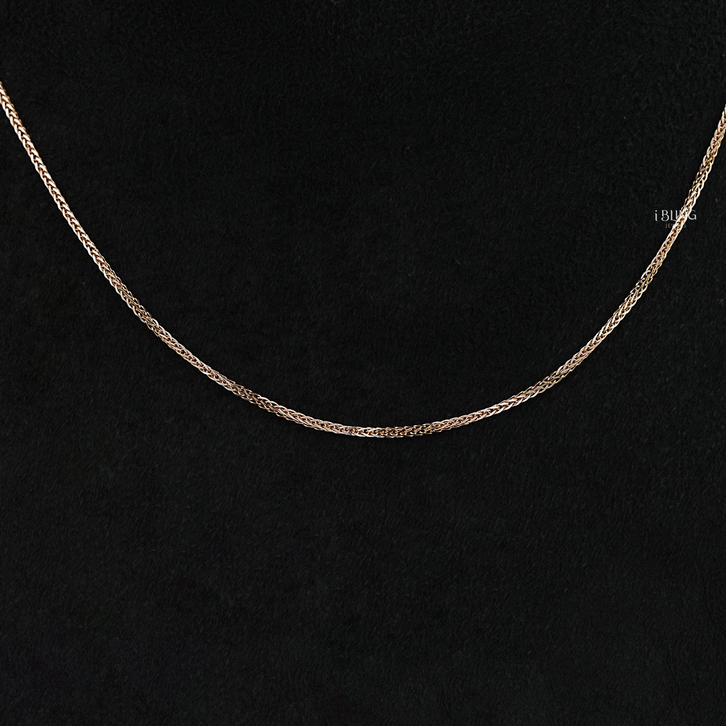 Yellow Gold Square Wheat Chain Necklace