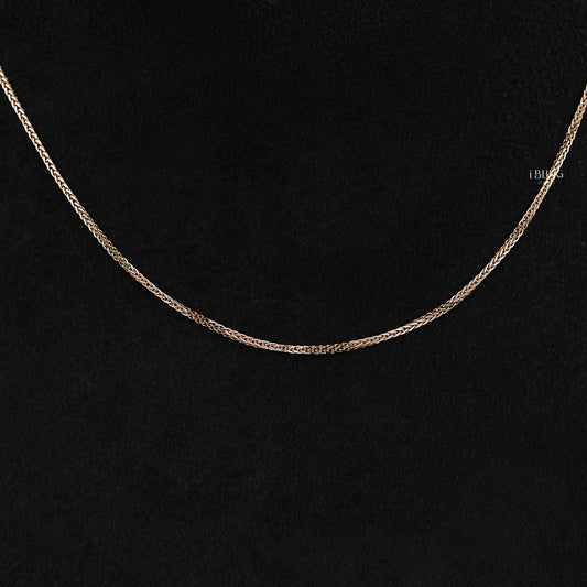 Yellow Gold Square Wheat Chain Necklace