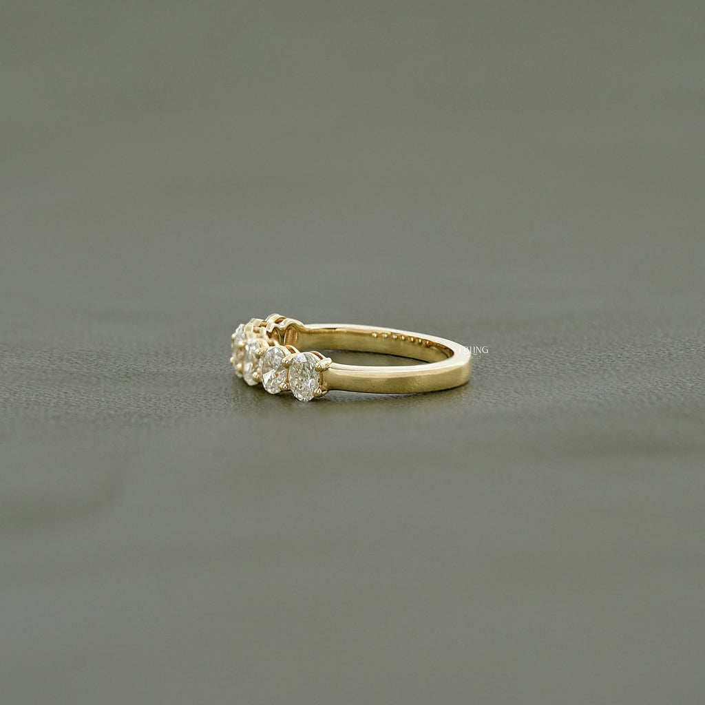 Oval Cut Lab Diamond Half Eternity Wedding Band