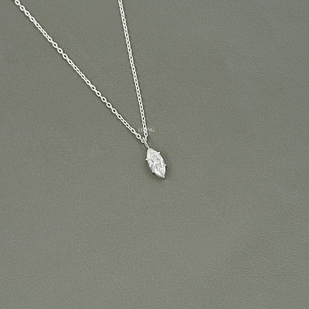 Marquise Cut Lab Diamond Solitaire Pendant Necklace