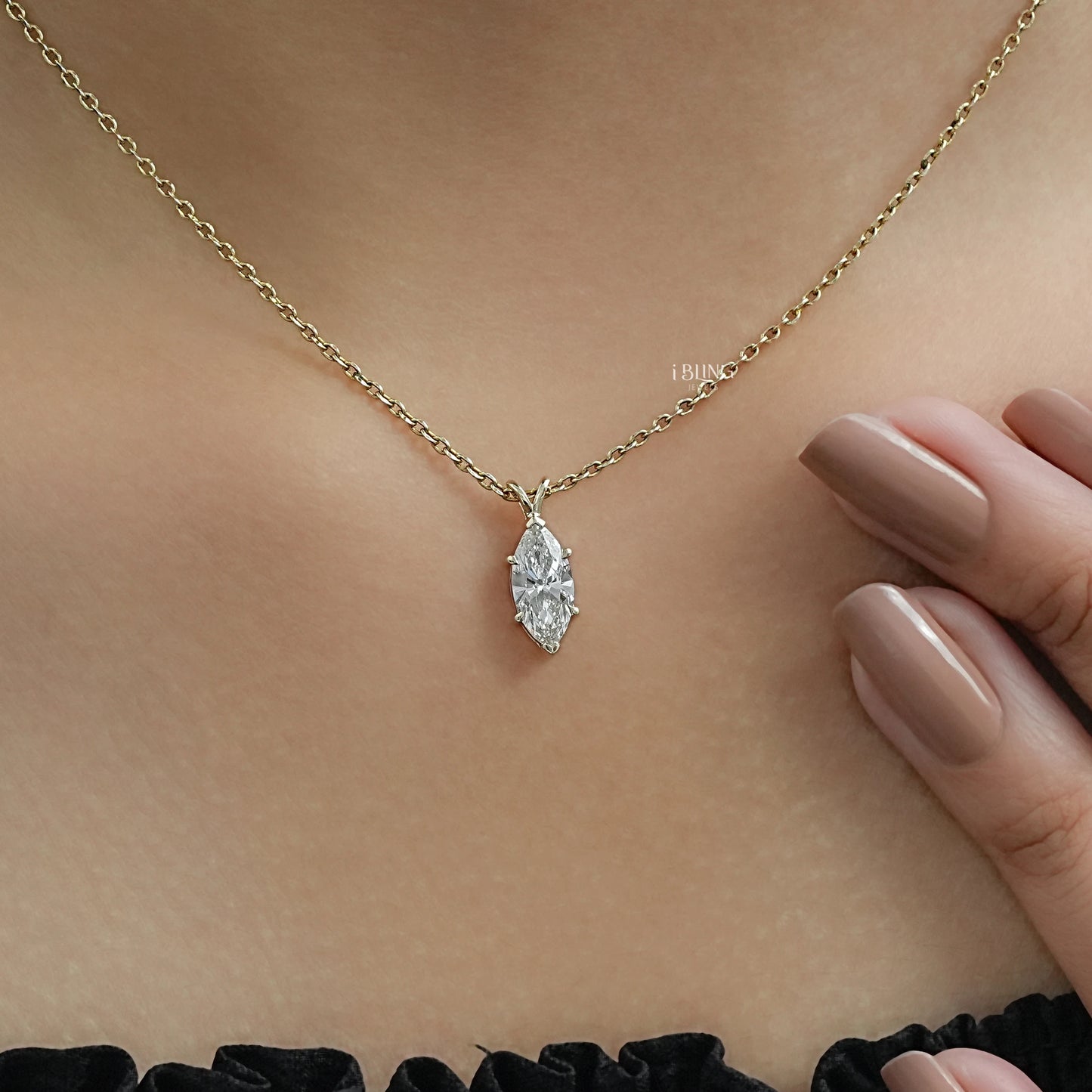 Marquise Cut Lab Diamond Solitaire Pendant Necklace Pendants