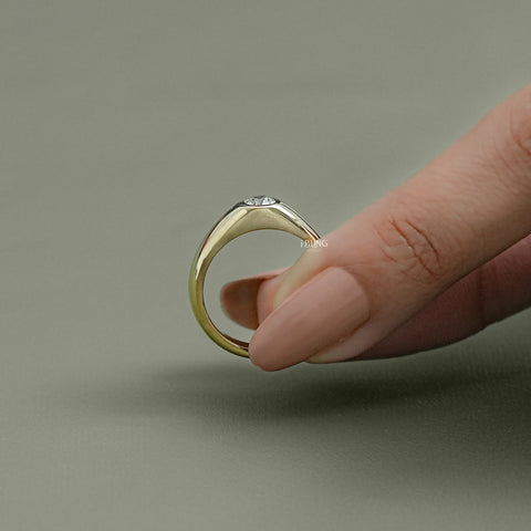 Flush Set Old Mine Cushion Cut Diamond Engagement Ring