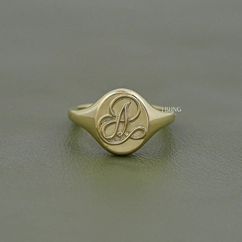Yellow Gold Personalized Monogram Signet Ring