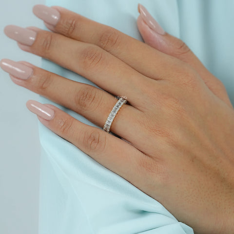 Emerald Cut Lab Diamond Half Eternity Band