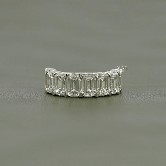 Emerald Lab Diamond Half Eternity Wedding Band Half Eternity