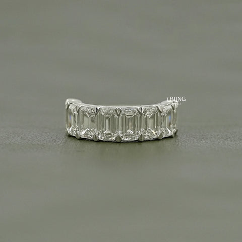 Emerald Lab Diamond Half Eternity Wedding Band