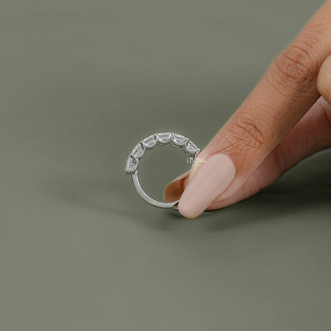 Emerald Lab Diamond Half Eternity Wedding Band