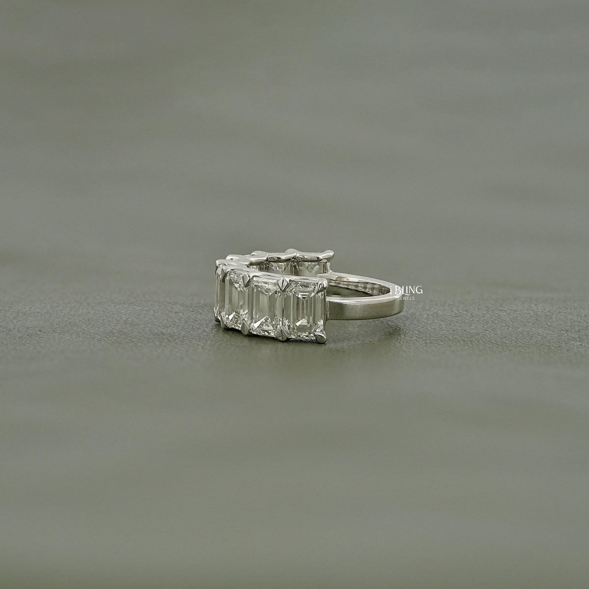 Emerald Lab Diamond Half Eternity Wedding Band Half Eternity