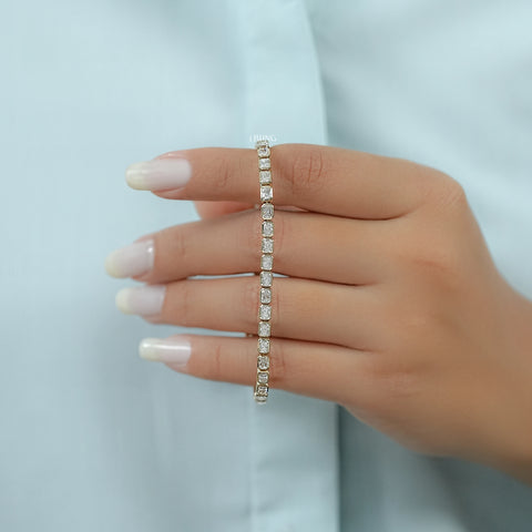 Bezel Set Radiant Cut Lab Diamond Tennis Bracelet