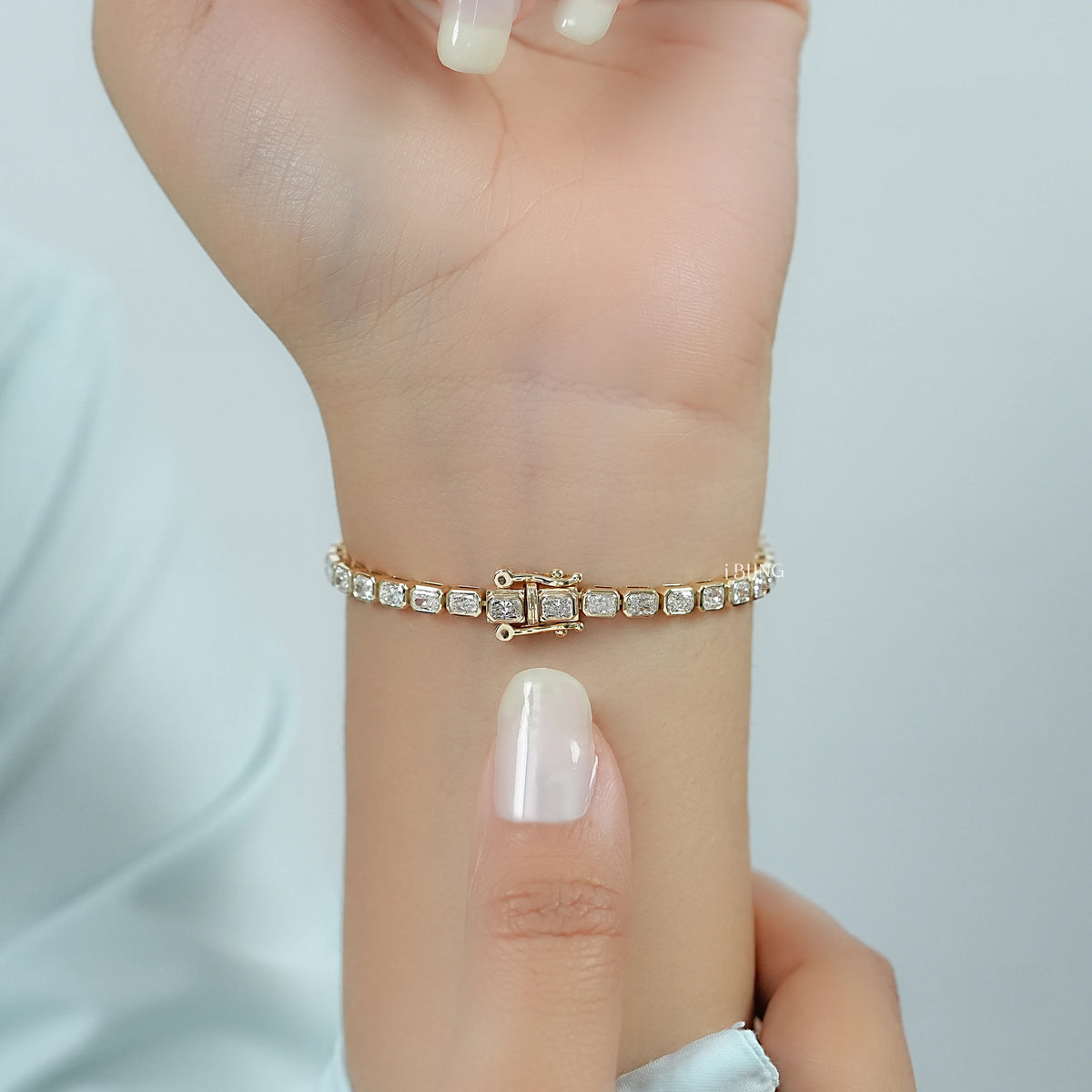 Bezel Set Radiant Cut Lab Diamond Tennis Bracelet Tennis Bracelet